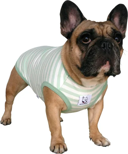 Vista 15 de iChoue - Camisetas de rayas de algodón 100% transpirable para Bulldog francés, chaleco de Halloween para perros medianos, camisetas Frenchie Pug
