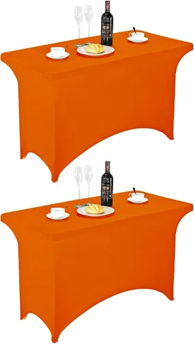 Vista 25 de FORLIFE - Funda de mesa de elastano, mantel ajustado de 4 pies para mesas rectangulares, funda elástica para patio, universal para bodas, banquetes