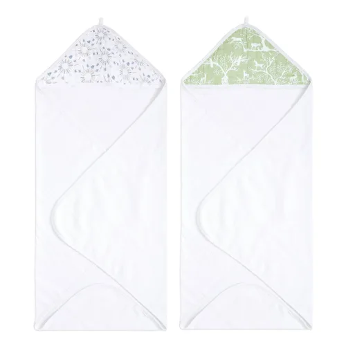 Vista 12 de aden + anais Essentials - Toalla de baño con capucha para bebé, súper suave, 100% algodón, paquete de 2, conejitos ruborizados