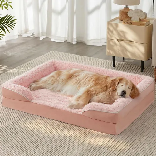 Vista 13 de WNPETHOME Camas para perros de gran tamaño, sofá cama ortopédica lavable para perros con forro impermeable y parte inferior antideslizante para Gris