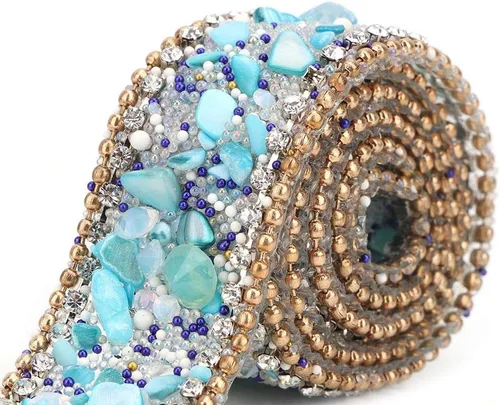 Vista 7 de Cinta autoadhesiva con diamantes de imitación de cristal, cadena de cuentas de 16.4 pulgadas para decoración de vestidos de boda, fiesta