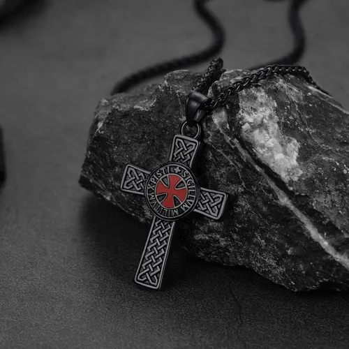 Vista 8 de FaithHeart Collar de sello de caballeros templarios, joyería de Cristo compañeros soldados para hombres y mujeres con delicado embalaje de regalo