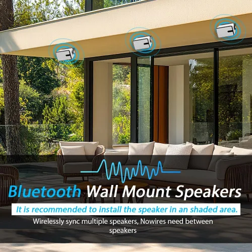 Vista 2 de YVU Altavoz Bluetooth para exteriores de 250 W, sincronización inalámbrica de hasta 100 altavoces, sistema de sonido para interiores y exteriores