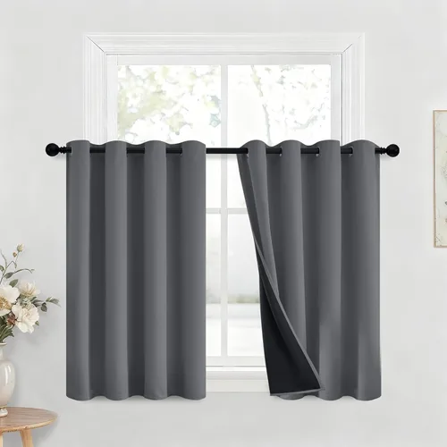 Vista 68 de Yakamok Cortinas negras, cortinas de ventana con aislamiento térmico y eficiencia energética para dormitorio, cortinas opacas completas y cortinas