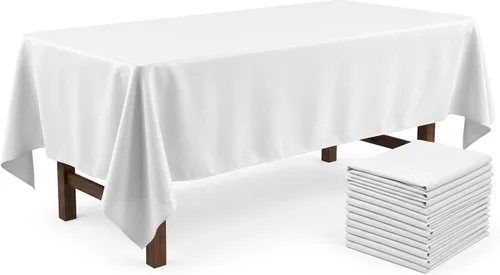 Vista 21 de Mantel rectangular de poliéster, manteles para mesas rectangulares de 6 pies, manteles de tela decorativa lavable para bodas, banquetes y campamento