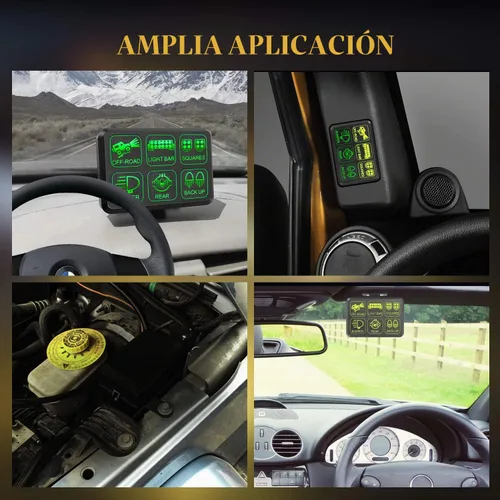 Vista 7 de Panel de interruptor de 6 bandas, Niking Auto Caja universal de control de circuito sistema de relé de interruptor de botón de encendido y apagado