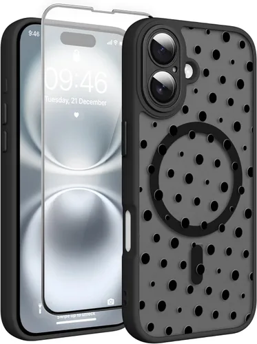 Vista 37 de Magnético para iPhone 13 con protector de pantalla [Compatible con MagSafe] Diseño de patrón floral de flores bonitas, funda delgada a prueba