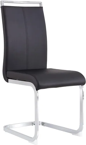 Vista 30 de Juego de 2 sillas de comedor, sillas de cocina, sillas sin brazos, sillas laterales de cuero y patas de metal con respaldo alto