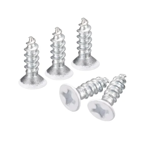 Vista 26 de uxcell Tornillos blancos ST2x4mm Tornillos autorroscantes, 100 tornillos Phillips de cabeza plana para madera para carpintería