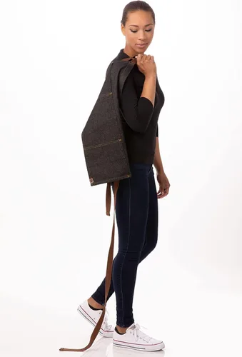 Vista 4 de Delantal con pechera Memphis Chef Works, color negro (AB035-BLK-0)