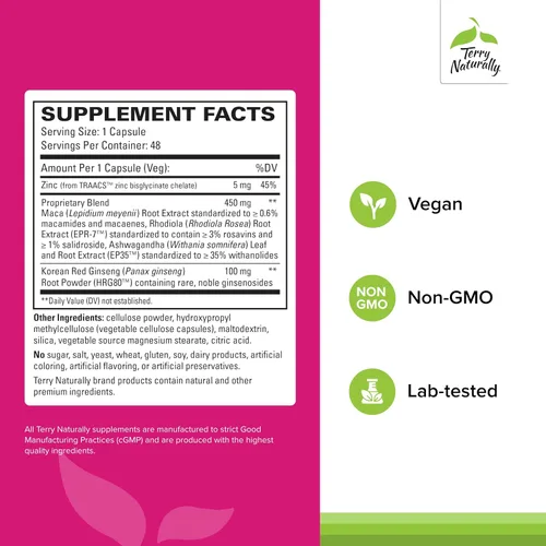 Vista 2 de Terry Naturally HRG80 Red Ginseng - Mejora sexual femenina - Suplemento dietético para circulación, resistencia y apoyo energético - Apoyo