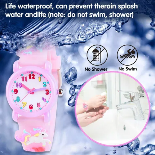 Vista 3 de Venhoo Reloj de pulsera de silicona impermeable 3D para niños y niñas de 3 a 10 años