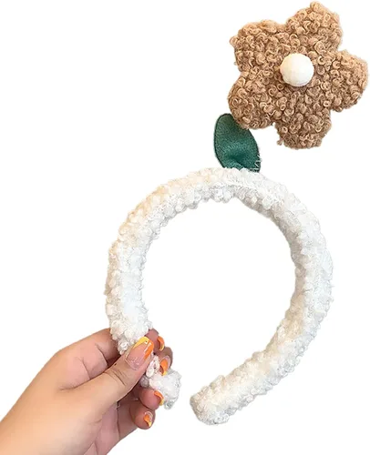 Vista 2 de Diademas para mujeres y niñas, diadema para la cabeza, linda diadema de flores de dibujos animados suave para invierno y otoño, aro para el cabello