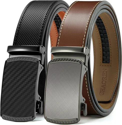 Vista 8 de CHAOREN Mens Belt Leather Ratchet Belt 2 Pack - Customizable Fit, Effortless Style (35mm)