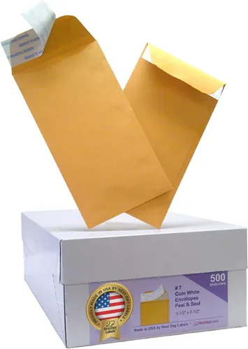 Vista 3 de NextDayLabels Sobres de monedas #7 - Paquete de 25 sobres de papel kraft marrón para dinero en efectivo, monedas, joyas o piezas pequeñas para uso