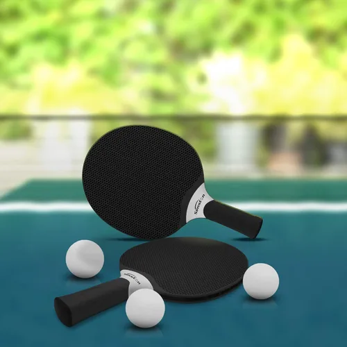 Vista 4 de Set de raquetas de tenis de mesa Senston, raqueta de tenis de mesa profesional con 3 bolas, juego de paletas de ping pong de goma compuesta Negro
