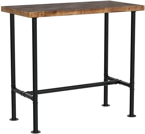 Vista 4 de Mesa de barra industrial de 41.3 pulgadas de altura, diseño de tubería vintage, mesa de bistró, mesa rústica de cocina, comedor, desayuno, Marrón