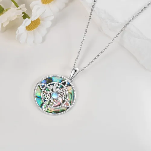 Vista 78 de YAFEINI Collar con dije de nudo de bruja de plata de ley, amuleto de bruja de cruz celta, regalo para mujer
