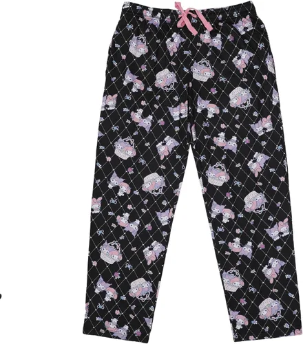 Vista 4 de Bioworld Kuromi & My Melody - Conjunto de ropa de dormir lavanda para mujer