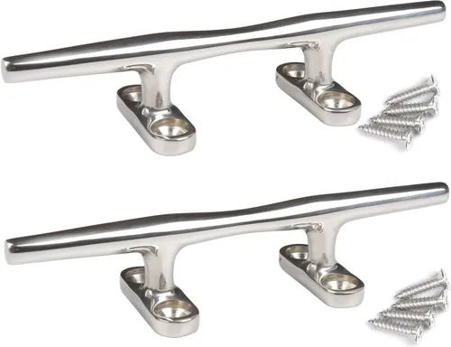 Vista 9 de Boat Cleats 4 inch/5 inch/6 inch/8 inch Marine Dock Cleats Stainless Steel Boat Rope Cleat with Fasteners for Marine, Deck, Nautical Décor plateado