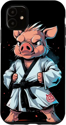 Vista 5 de iPhone 15 Karate Pig Taekwondo Martial Arts Fighter Case