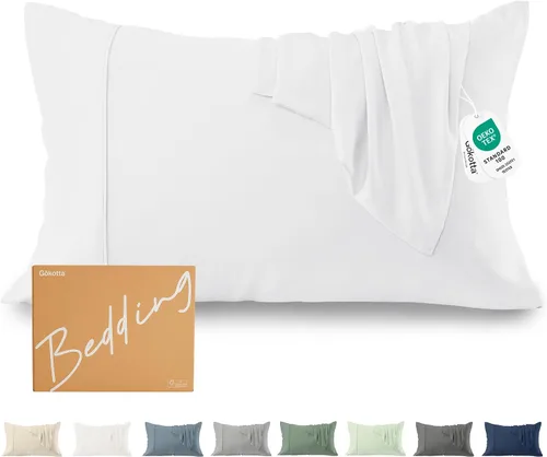 Vista 10 de GOKOTTA Fundas de almohada suaves estándar, Fundas de almohada de seda lujosa y refrescante para quienes duermen con calor, 100% rayón derivado