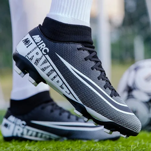 Vista 5 de Qzzsmy Tacos de fútbol para hombre, zapatos de fútbol atléticos para caminar, tacos Ag para entrenamiento al aire libre