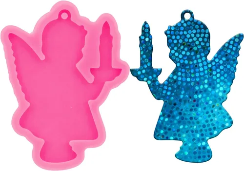 Vista 11 de Angel Wings Kit de 33 moldes de silicona para hacer manualidades de ángel y niña, alas de corazón de ángel, para manualidades, llaveros, colgantes