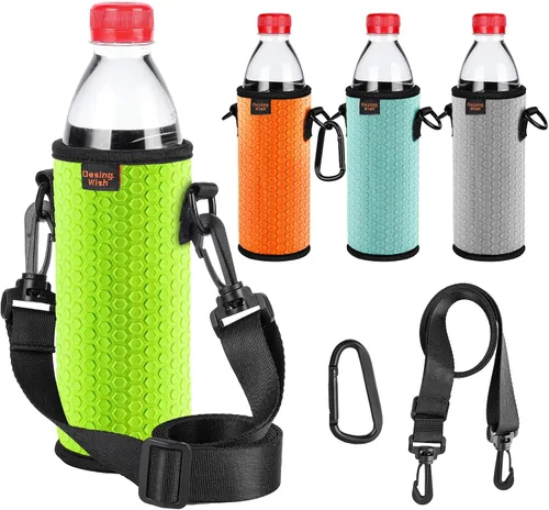 Vista 9 de Fundas aislantes portátiles de plástico de 16.9 onzas, fundas aislantes de 16, 17, 18 onzas, soporte para botellas/latas con correa para el hombro