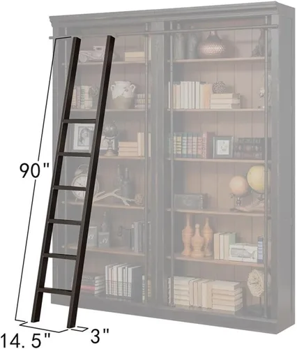 Vista 2 de Martin Furniture Escalera de metal tradicional Toulouse de 90 x 14.5 pulgadas con marco de acero anillado, para oficina/biblioteca, acabado negro