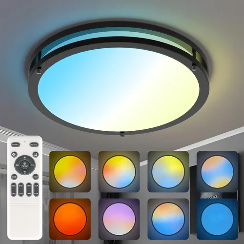 Vista 10 de Kalium - Lámpara de techo LED con control remoto de 10 pulgadas, lámpara de techo empotrada, 18W 3000K-6000K temperatura de color ajustable