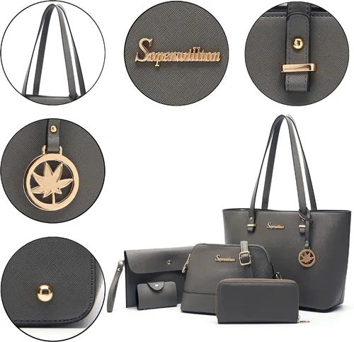Vista 3 de Soperwillton - Juego de bolsas para mujer a la moda, 5