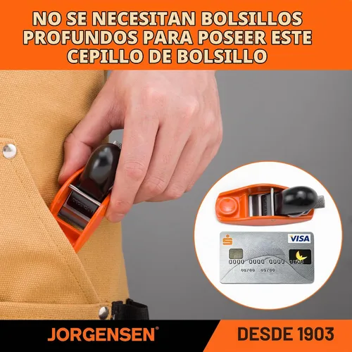 Vista 7 de JORGENSEN 3.5" Mini cepilladora de madera - Mini cepilladora de mano para carpintería, bloque plano, pequeña mano plana para recorte, cepillado
