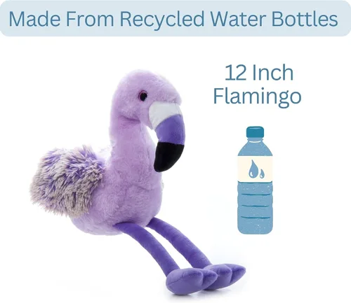 Vista 7 de The Petting Zoo Peluche de flamenco morado, regalos para niños, juguete de peluche de flamenco de Pazzion morado, 12 pulgadas
