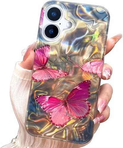 Vista 64 de I-MGAE-IN-AR Funda compacta para iPhone 11, diseño de mariposa, marco de protección de lente de cámara con diamante 3D, bonitas fundas protectoras