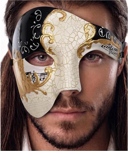 Vista 27 de Máscara de mascarada para hombre, máscara del fantasma de la ópera, máscara de baile de graduación, Mardi Gras, Haloween veneciano, media cara