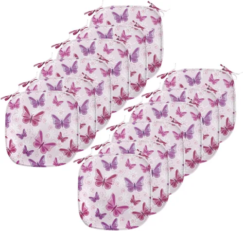 Vista 111 de Ambesonne Cojín de asiento para silla de flores, detalles florales con hojas y remolinos, estampado artístico romántico y vívido y vibrante