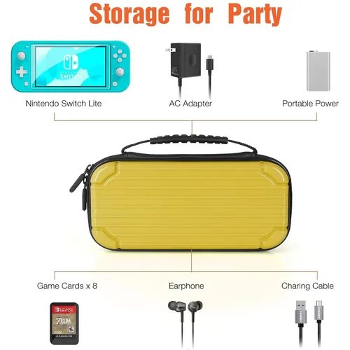 Vista 11 de CALLCASE Carrying Case for Switch Lite with Glass Screen Protector, Portable Hard Shell Travel Case Storage Bag for Switch Lite Console and