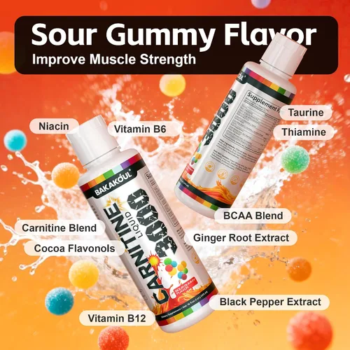 Vista 5 de Suplemento Líquido de L-Carnitina 3000 mg, con Suplementos Deportivos BCAA, Ayuda a Apoyar el Aumento de Energía, Apoyo Muscular, Fórmula Eficiente