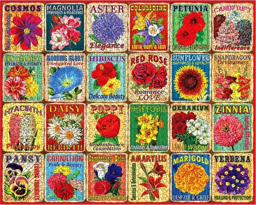 Vista 3 de White Mountain Rompecabezas de 1000 piezas, rompecabezas de collage de flores coloridas con piezas grandes, regalo para adultos y familia, 24 x 30