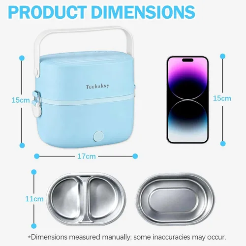 Vista 7 de Electric Cooking Lunch Box, 270W Portable Food Warmer 33.8 Oz, 304 Stainless Steel Inner Double-layer Design, Cool-touch Handle, One-key Start