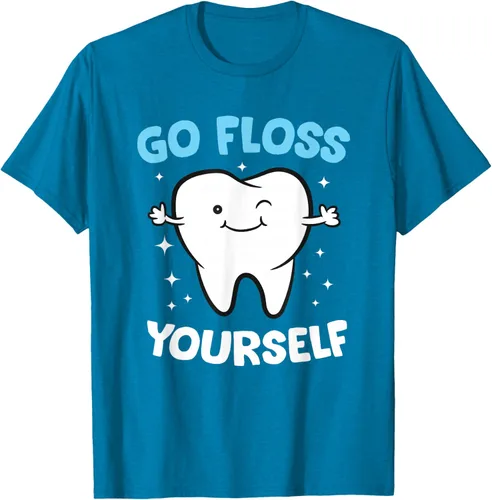 Vista 10 de Camiseta higienista dental, asistente dental, Go Floss Yourself dentista, Negro, S