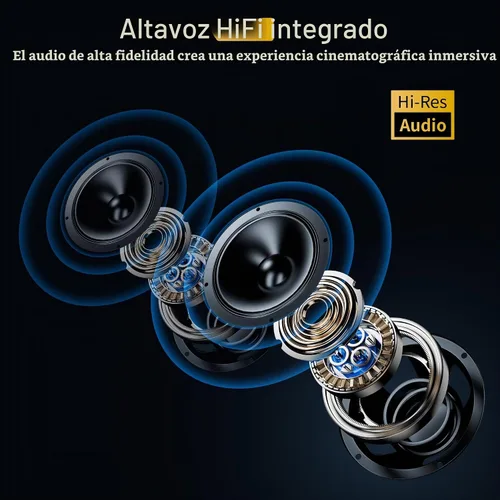 Vista 6 de Mini proyector portátil compatible con 4K, proyector pequeño Full HD 1080P con soporte giratorio de 270°, proyector de película compatible con TV