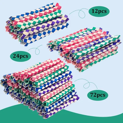 Vista 6 de Syhood 12 trampas chinas para dedos de bambú para niños y adultos, juguete para masticar pájaros, picador de forrajería, juguetes divertidos