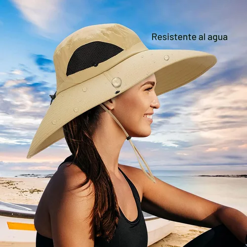Vista 3 de Leotruny - Sombrero de sol de ala superancha para mujer UPF50+ impermeable para pesca, senderismo, camping C03-gris oscuro