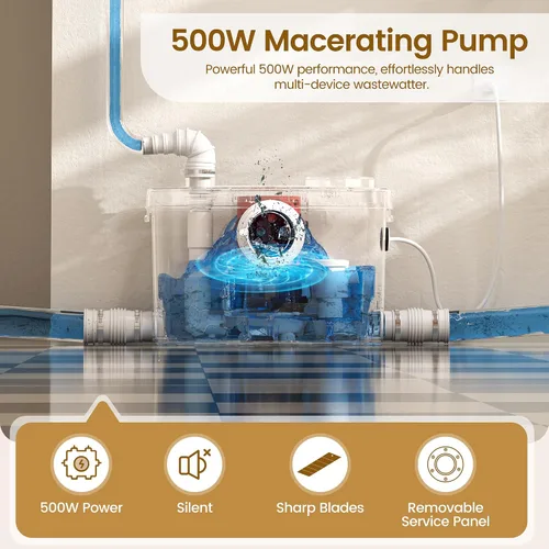 Vista 5 de SUPERFLO Sistema de inodoro macerador de 500 W Inodoro ascendente