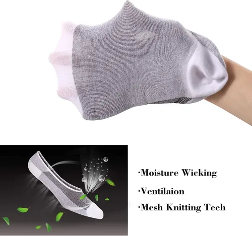Vista 3 de ADFOLF Paquete de 9 calcetines invisibles para hombre, casuales, de corte bajo, finos, antideslizantes, forros para barco