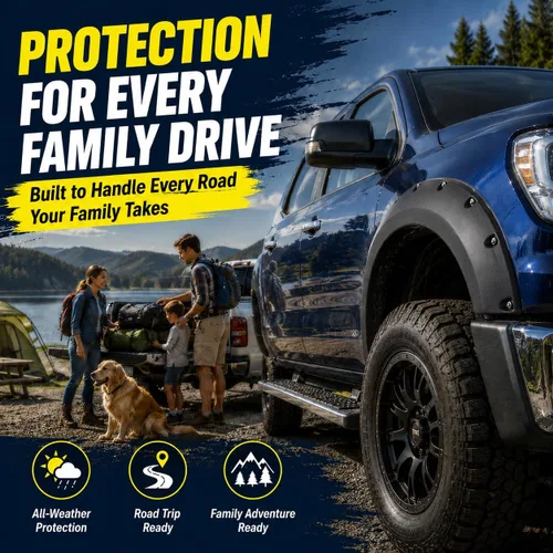 Vista 3 de 4 guardabarros para guardabarros derecho e izquierdo con textura negra de 69.3 pulgadas, estilo remache de bolsillo, compatible con Chevy Silverado