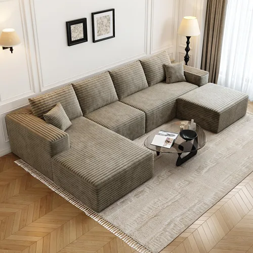 Vista 31 de Sofá seccional modular Cloud de 107.5 pulgadas con 1 otomana, sofás tapizados modernos minimalistas, cómodo sofá en forma de U para sala de estar