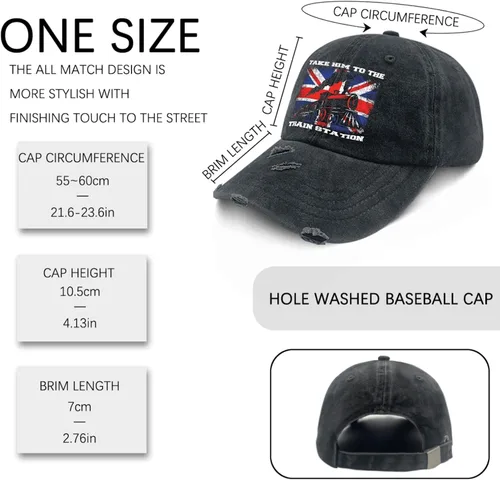 Vista 3 de Hats Take Him to The Train Station Dad Hats, Graphic Hat for Men